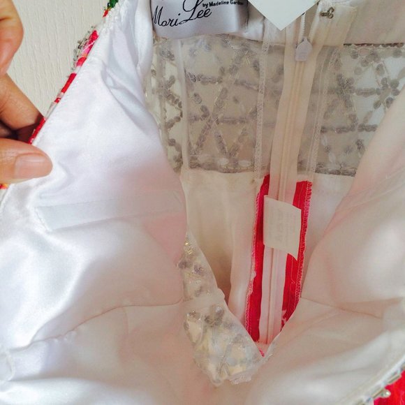 MORI LEE Strapless Beaded Floral Ball Gown Dress Prom Formal Small - Picture 8 of 10